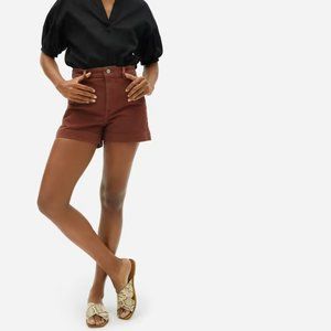 Everlane Womens The Cotton Twill Chino Shorts High Rise Slash Pockets Brown 6